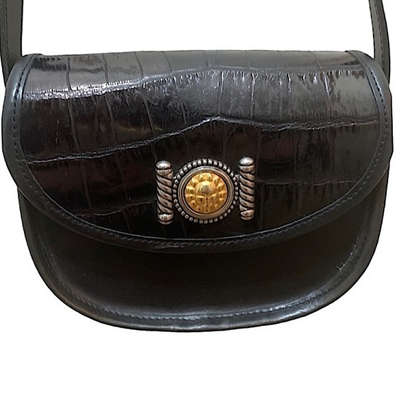 Brighton Mini Croc Embossed Saddle Bag Crossbody - Picture 1 of 10